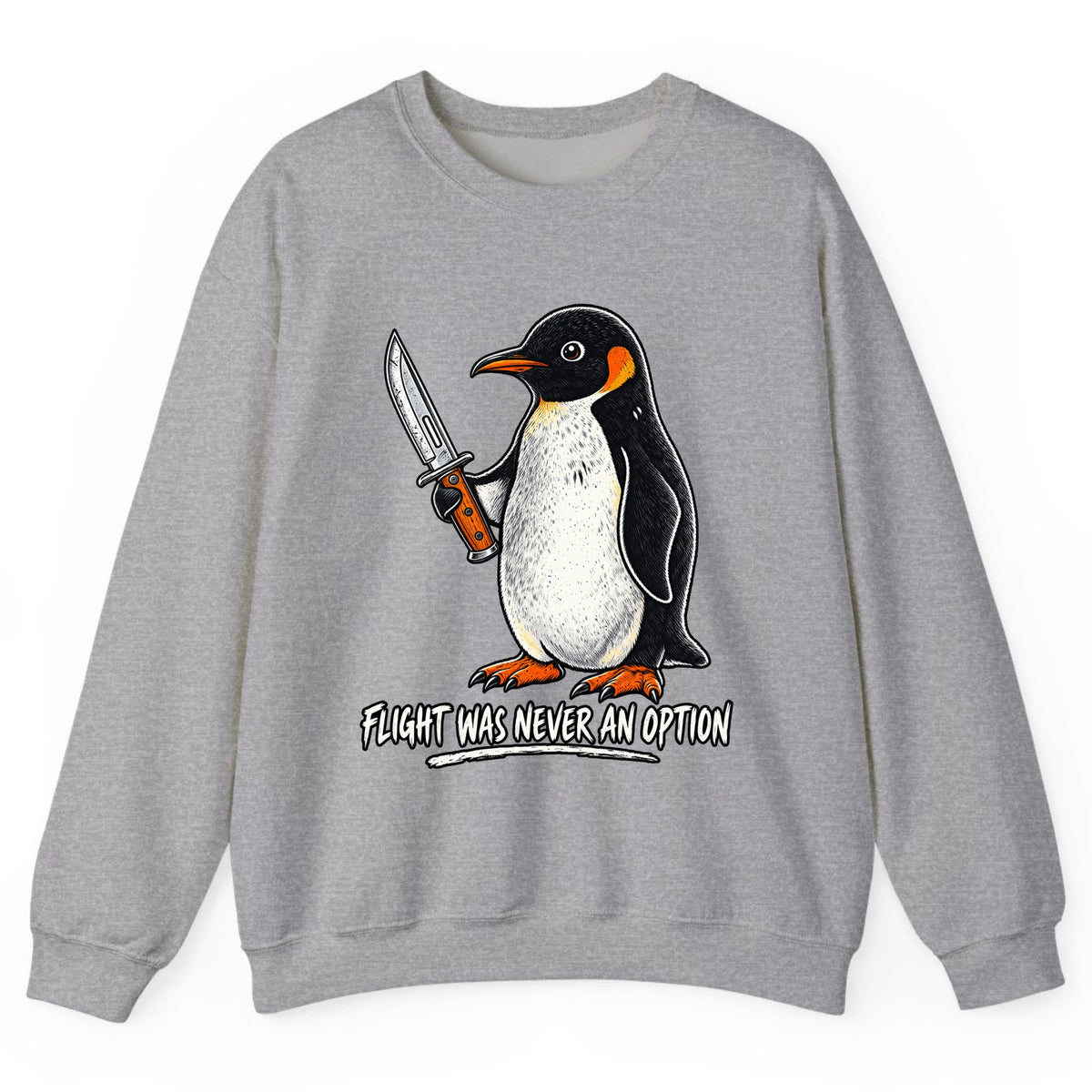 Flight Was Never An Option Penguin Crewneck Sweatshirt - Sport Grey