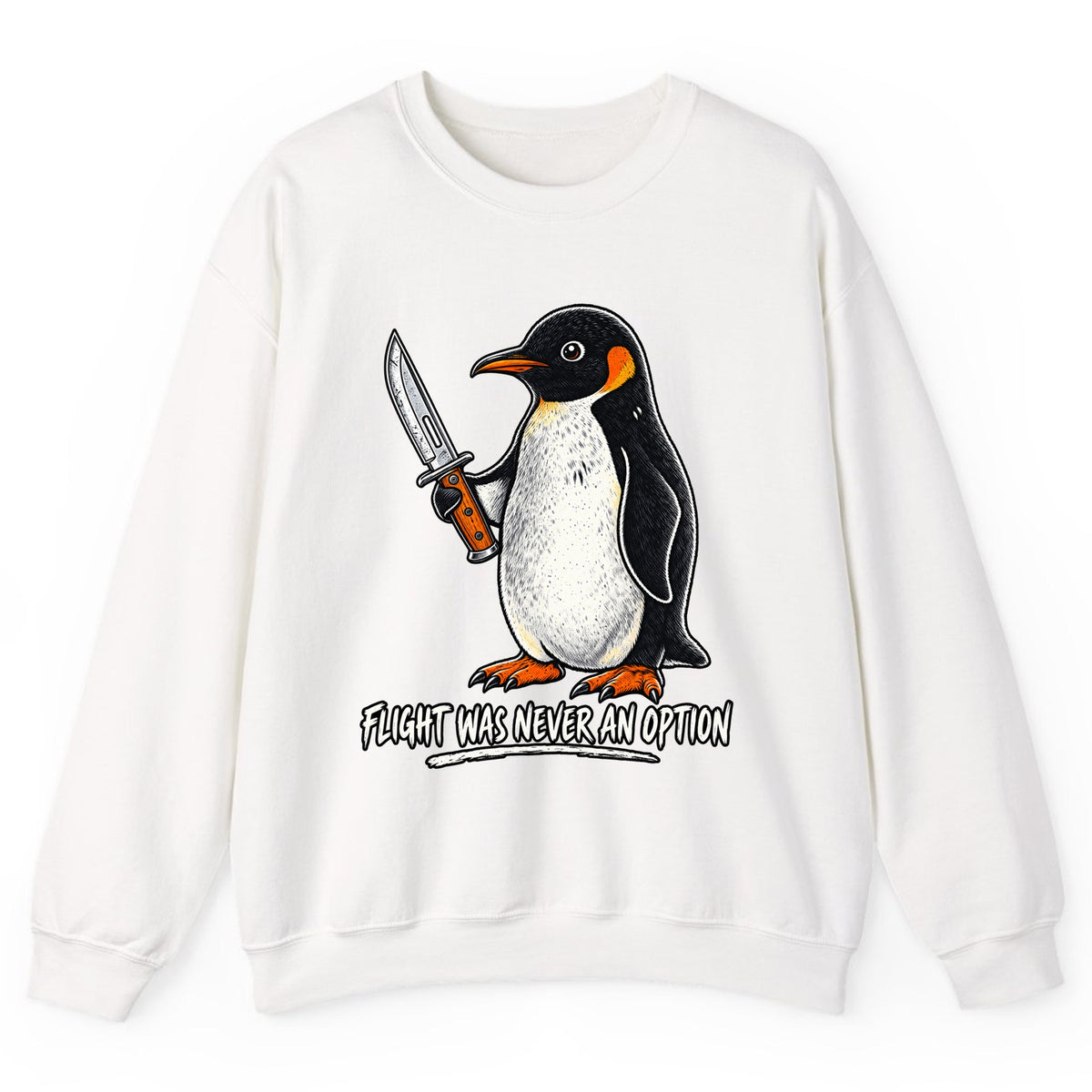 Flight Was Never An Option Penguin Crewneck Sweatshirt - White
