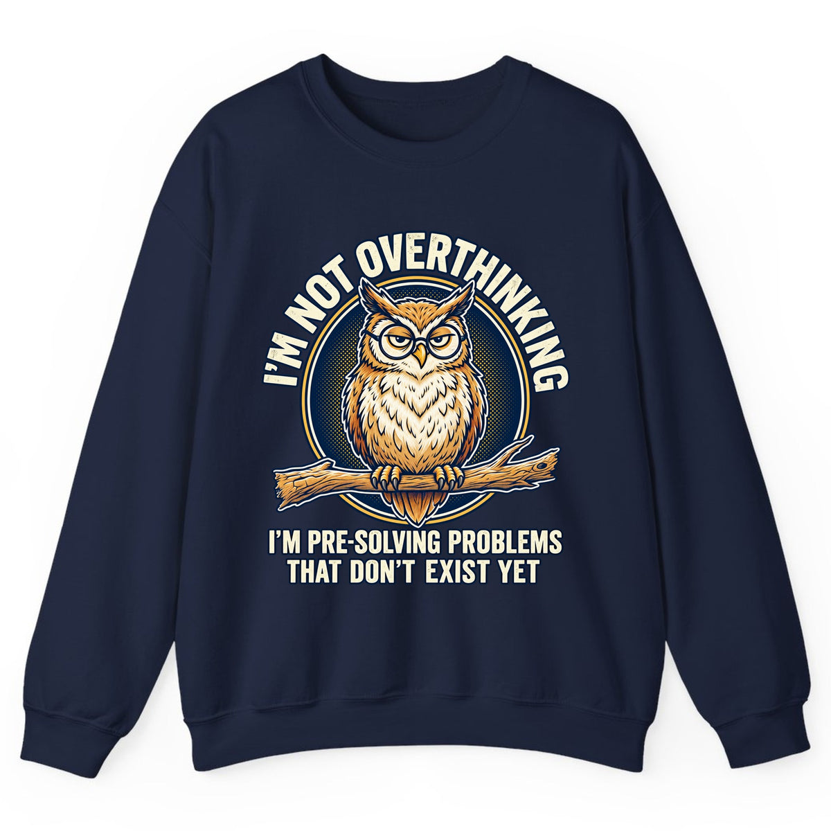 I'm Not Overthinking Owl Crewneck Sweatshirt - Navy