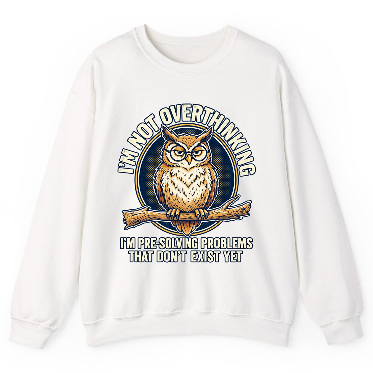 I'm Not Overthinking Owl Crewneck Sweatshirt - White
