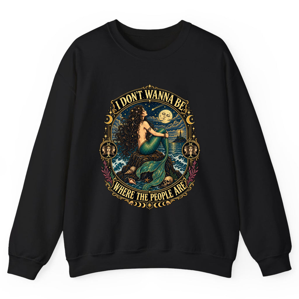 I Don't Wanna Be Where The People Are Crewneck Sweatshirt - Black
