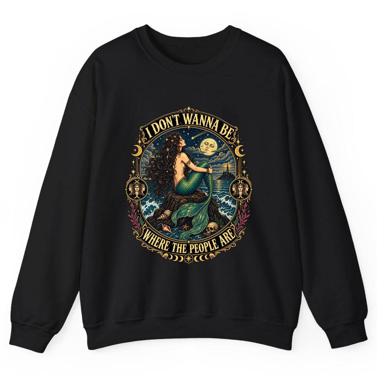 I Don't Wanna Be Where The People Are Crewneck Sweatshirt - Black