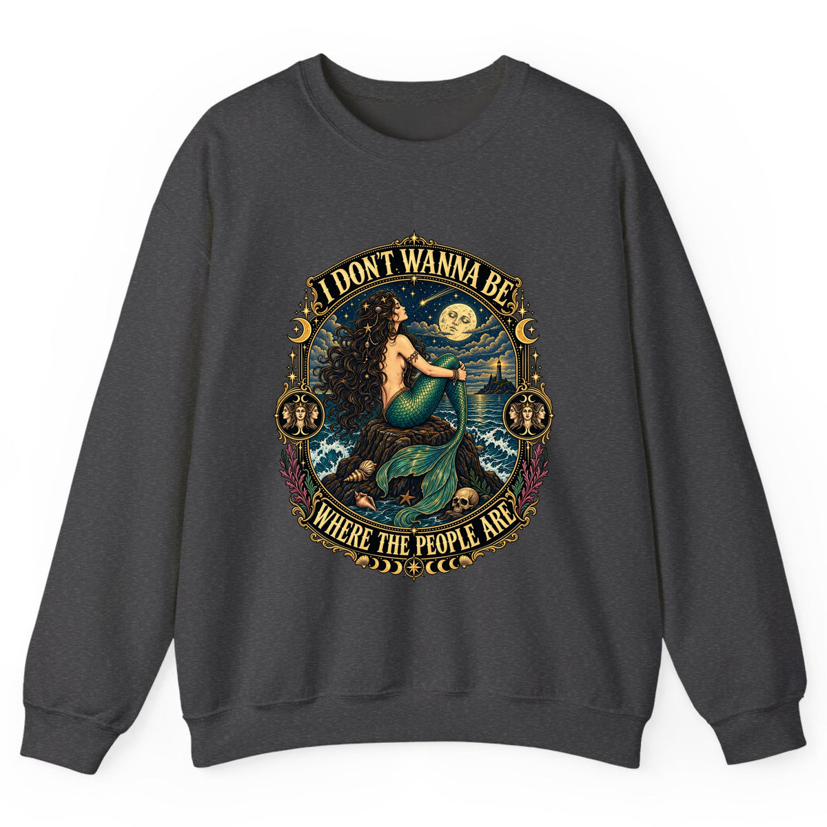 I Don't Wanna Be Where The People Are Crewneck Sweatshirt - Dark Heather