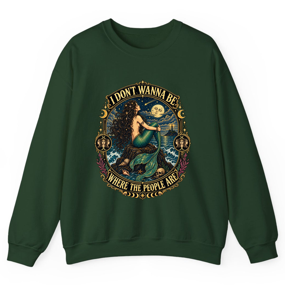 I Don't Wanna Be Where The People Are Crewneck Sweatshirt - Forest Green