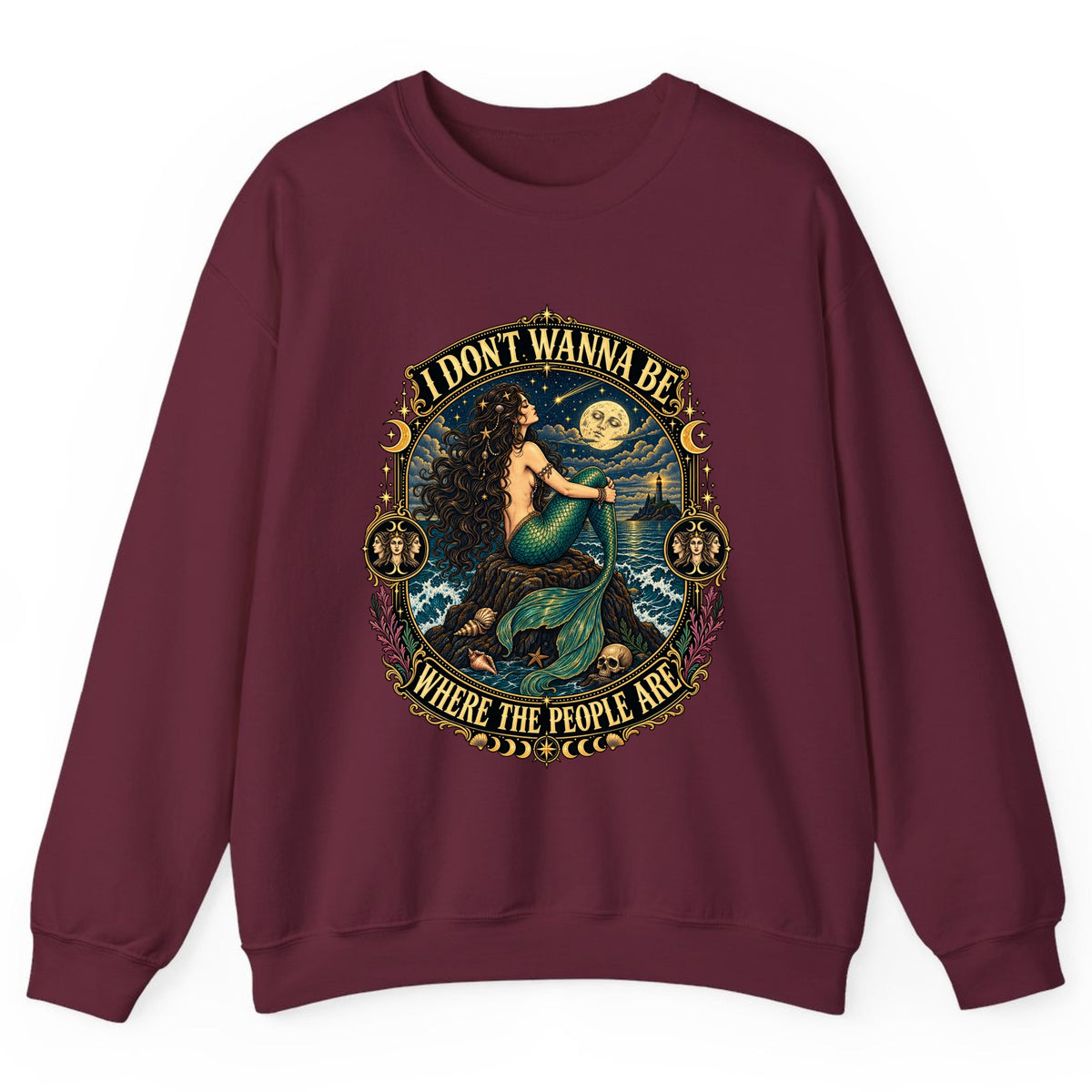 I Don't Wanna Be Where The People Are Crewneck Sweatshirt - Maroon