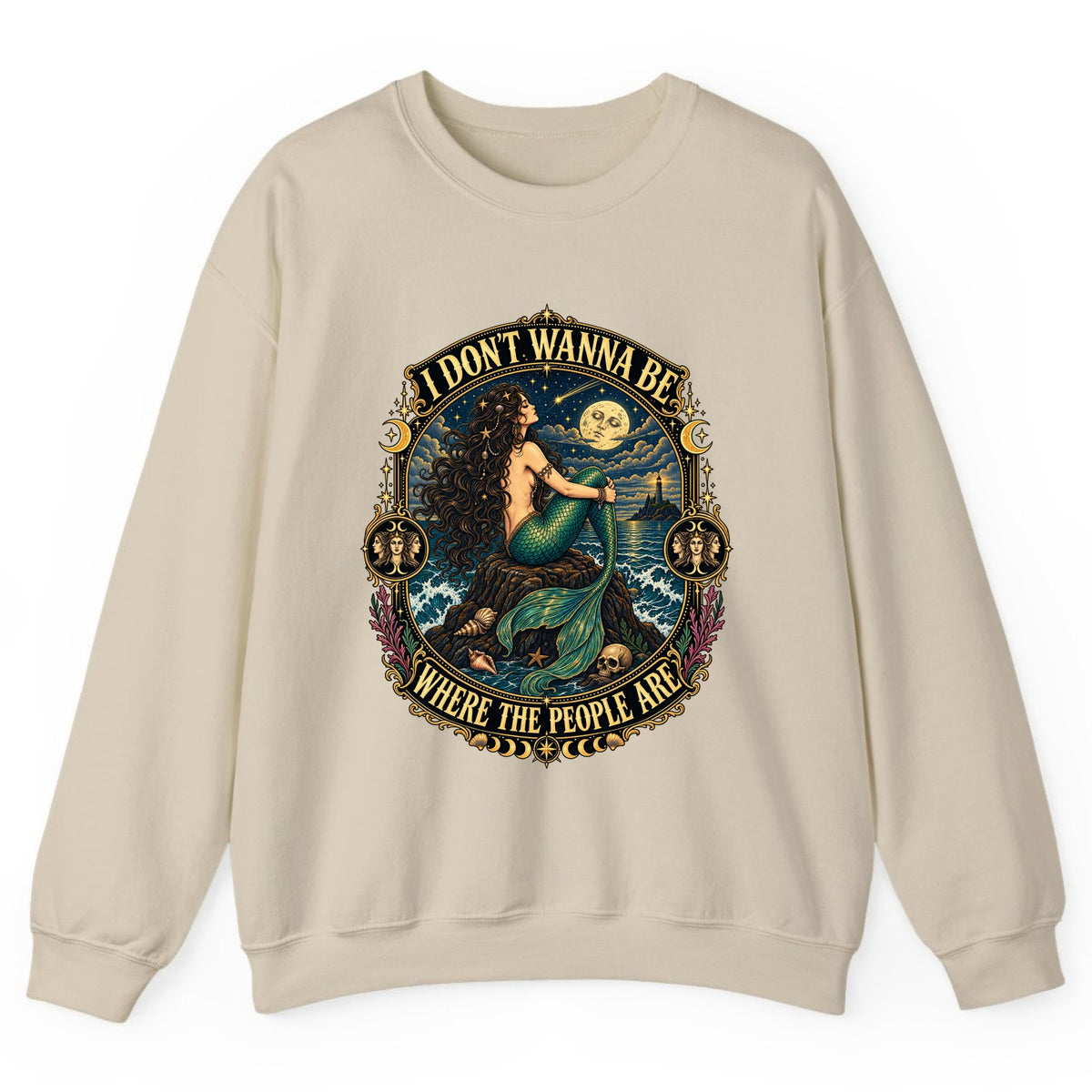 I Don't Wanna Be Where The People Are Crewneck Sweatshirt - Sand