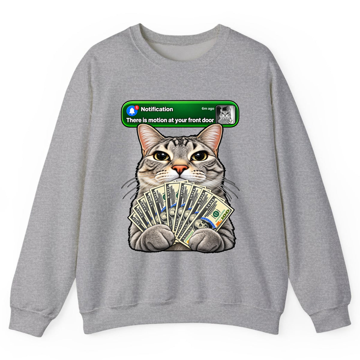 There Is Motion At Your Front Door Cat Crewneck Sweatshirt - Sport Grey