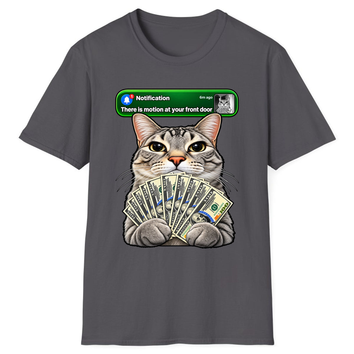 There Is Motion At Your Front Door Cat Classic Tee - Charcoal