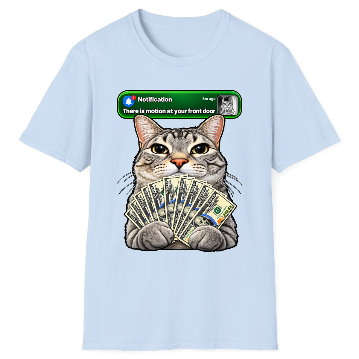 There Is Motion At Your Front Door Cat Classic Tee - Light Blue
