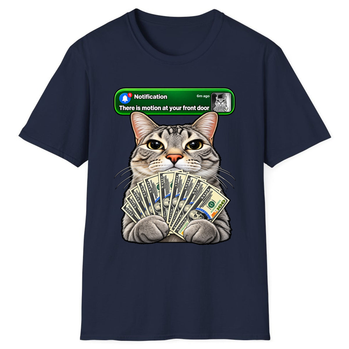 There Is Motion At Your Front Door Cat Classic Tee - Navy