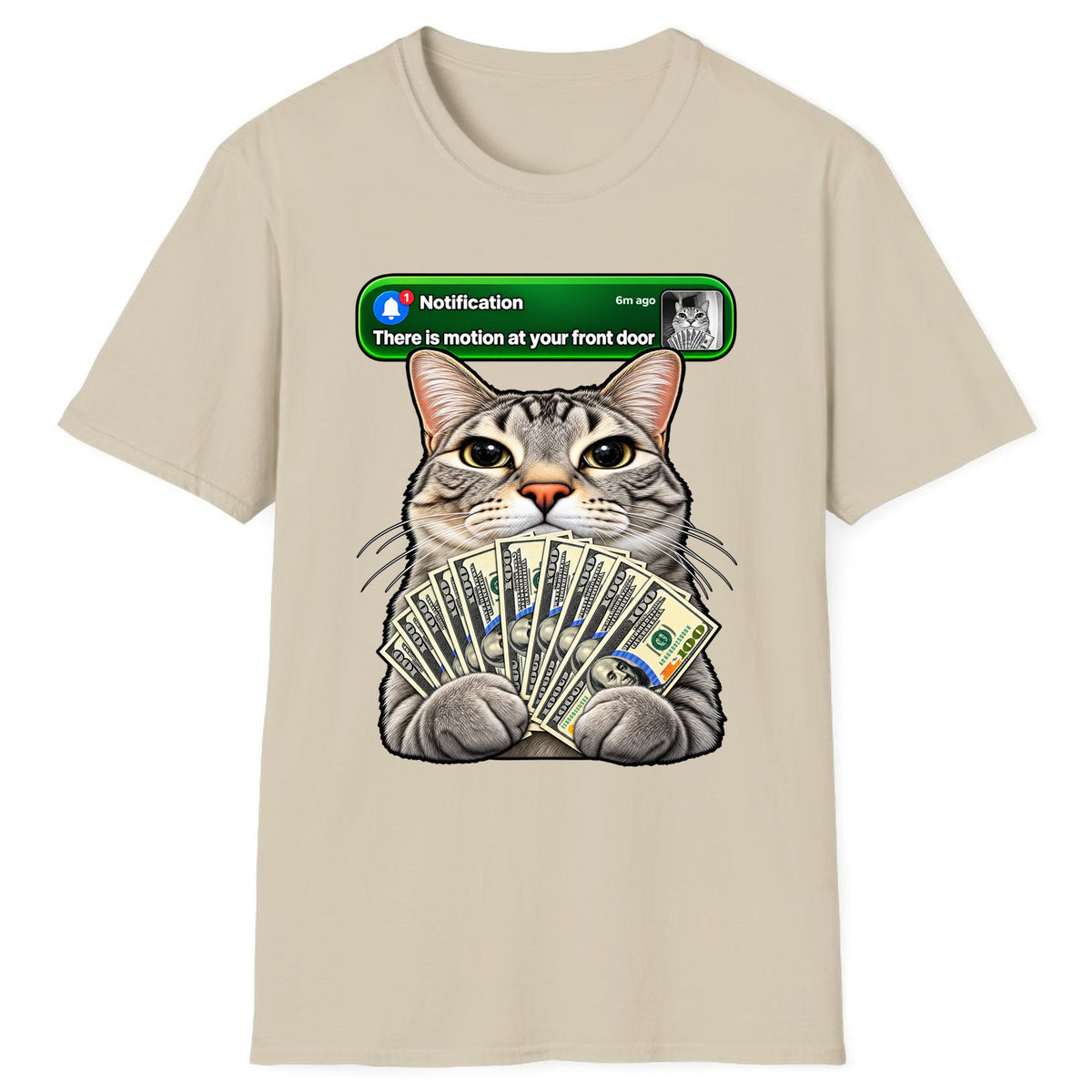 There Is Motion At Your Front Door Cat Classic Tee - Sand