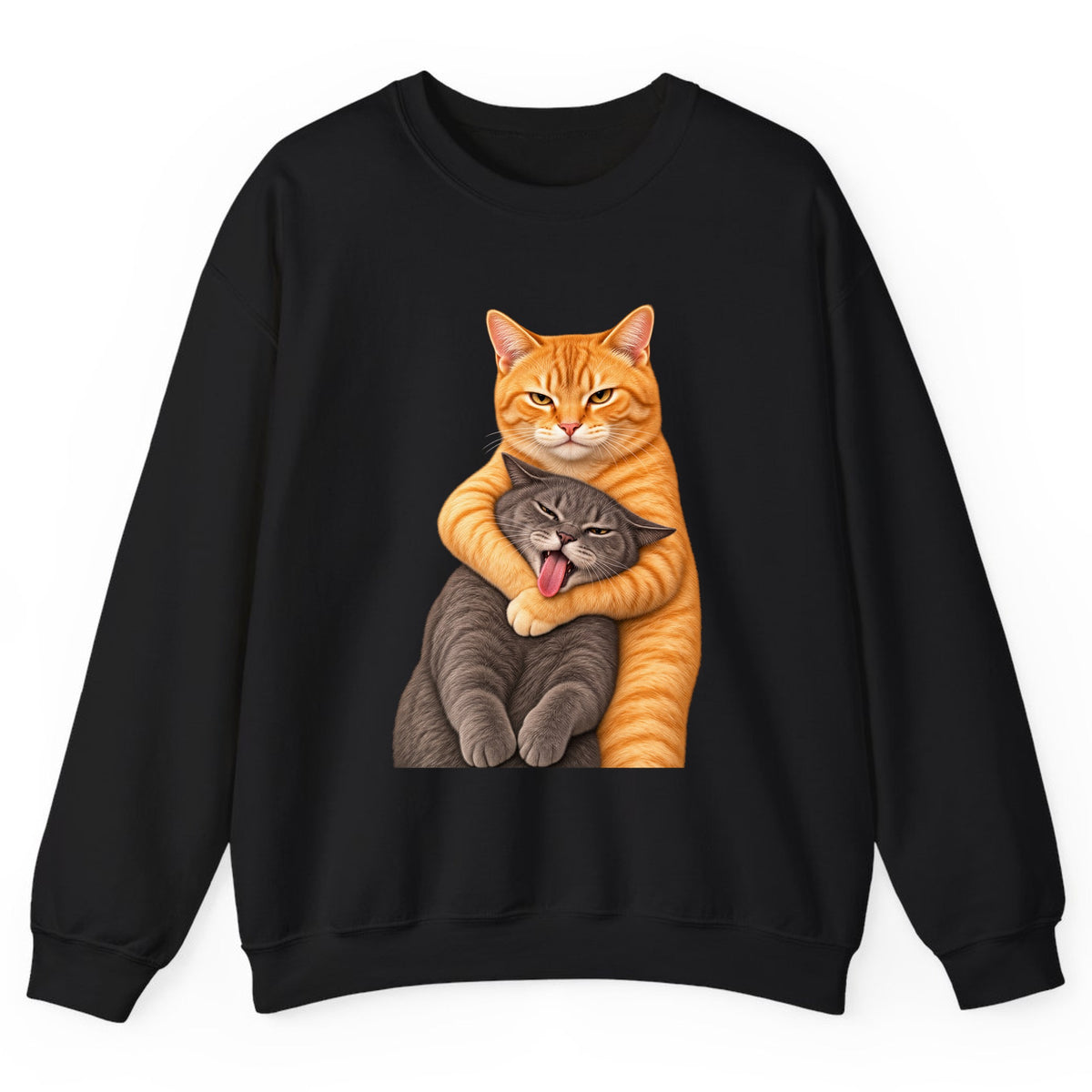 The Big Tabby Hug Crewneck Sweatshirt - Black