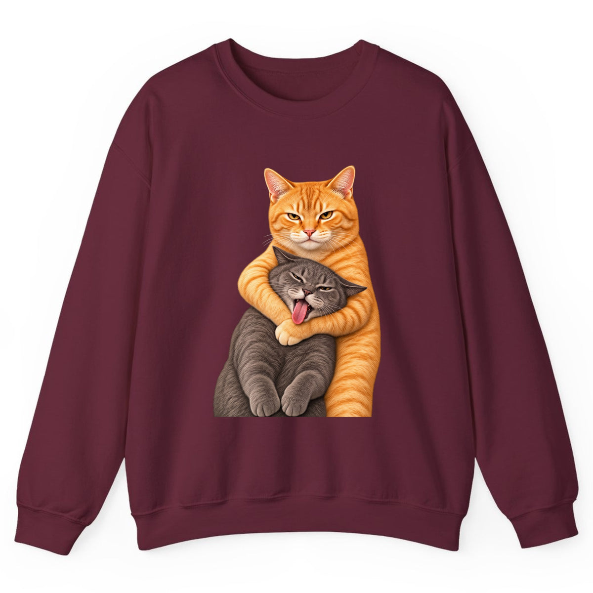 The Big Tabby Hug Crewneck Sweatshirt - Maroon