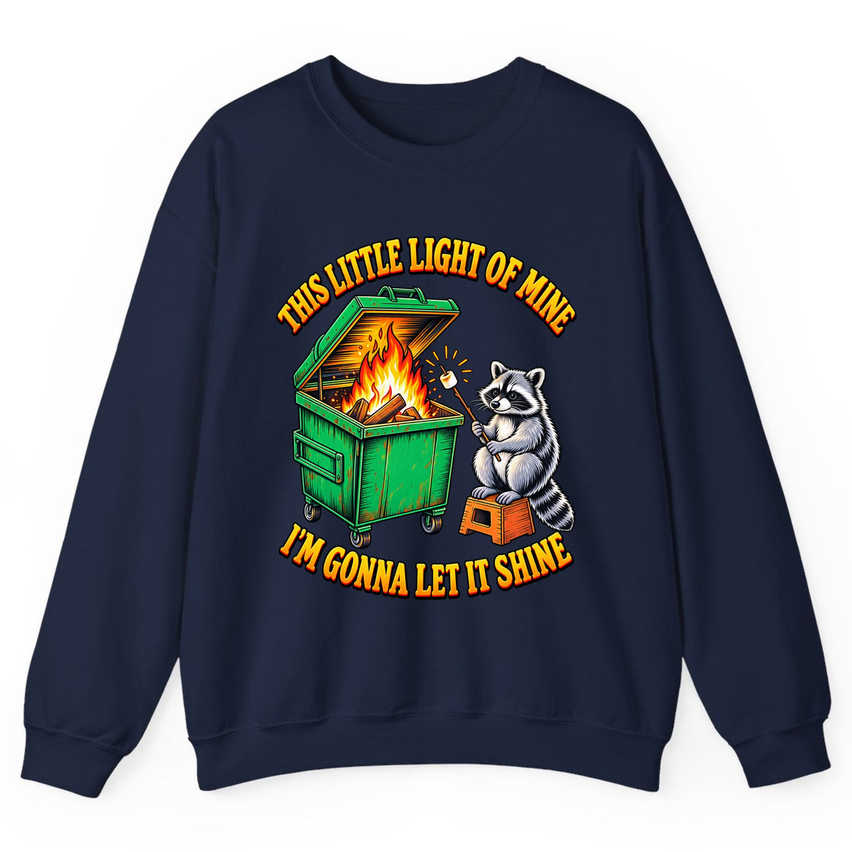 This Little Light Dumpster Raccoon Crewneck Sweatshirt - Navy