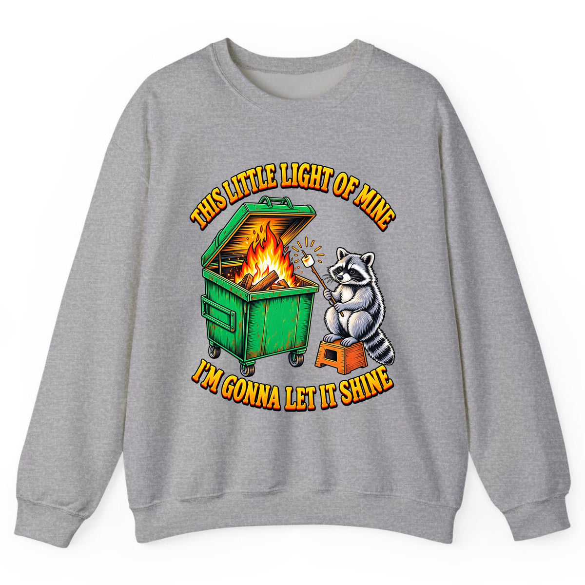 This Little Light Dumpster Raccoon Crewneck Sweatshirt - Sport Grey