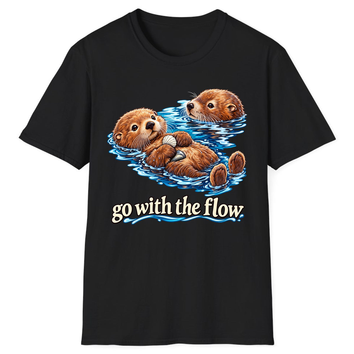 Go With The Flow Otters Classic Tee - Black