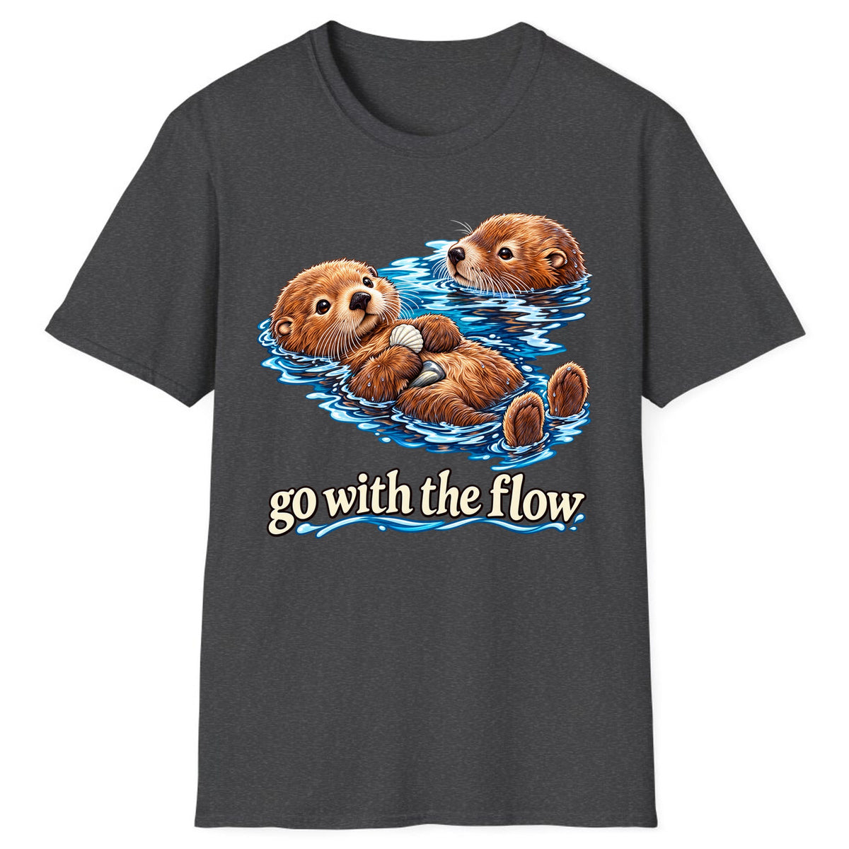 Go With The Flow Otters Classic Tee - Dark Heather