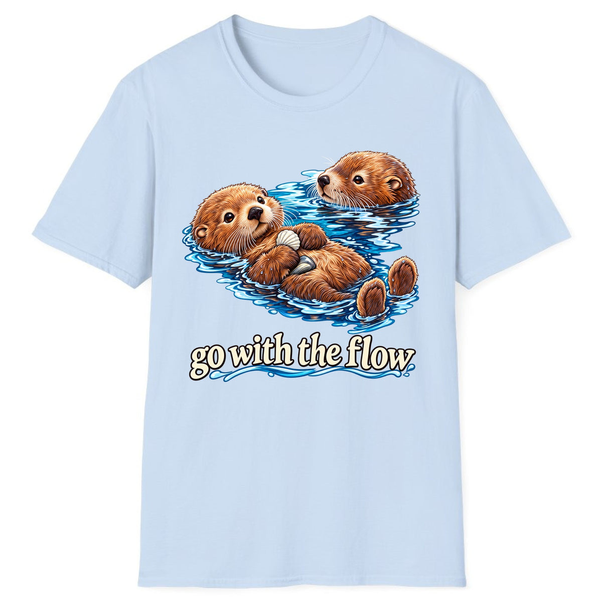 Go With The Flow Otters Classic Tee - Light Blue