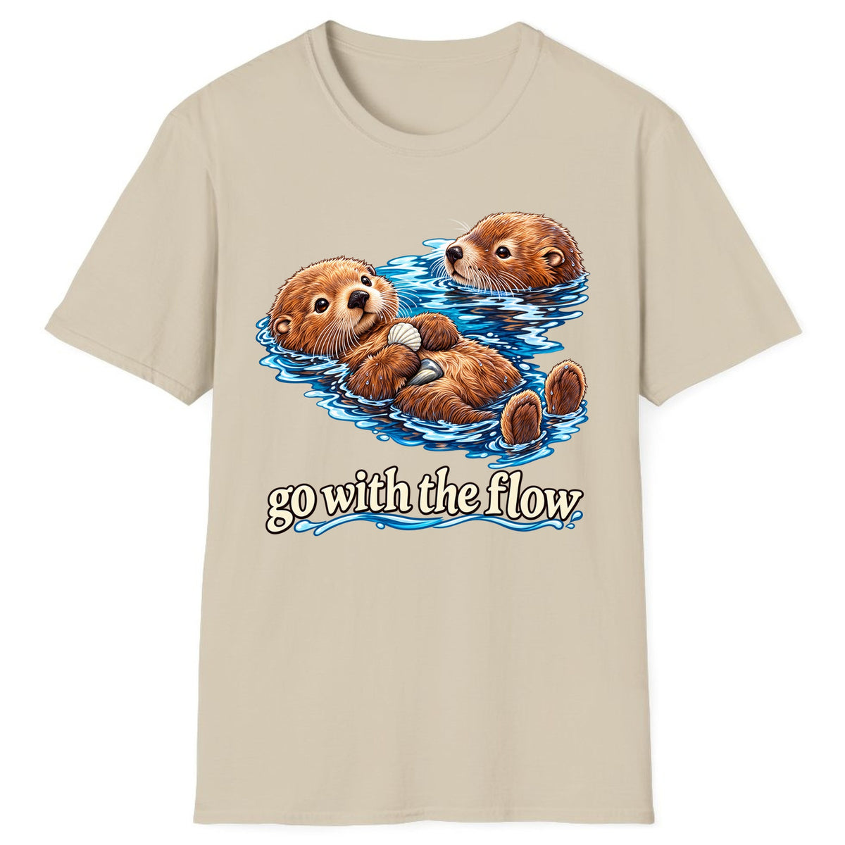 Go With The Flow Otters Classic Tee - Sand