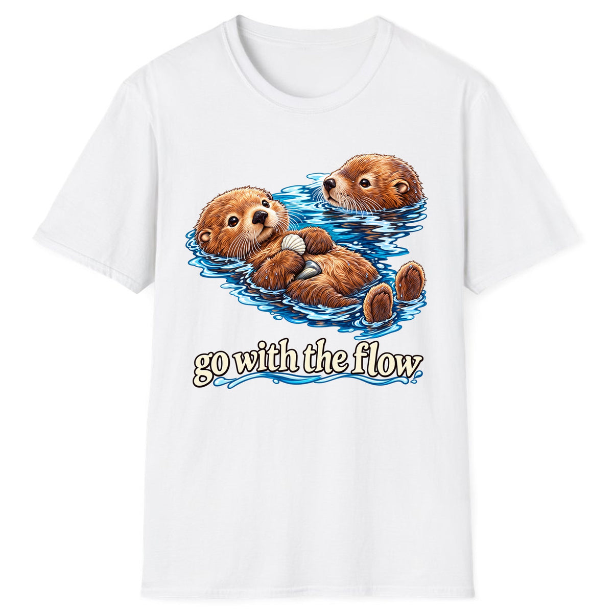 Go With The Flow Otters Classic Tee - White