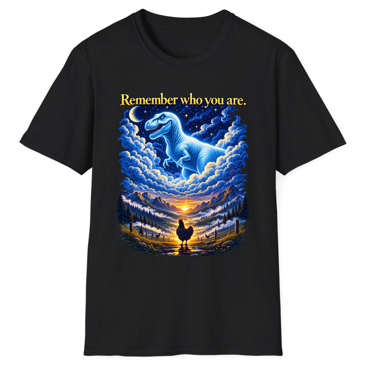 Remember Who You Are Dino Chicken Classic Tee - Black