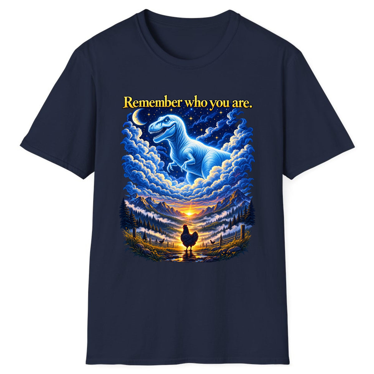 Remember Who You Are Dino Chicken Classic Tee - Navy