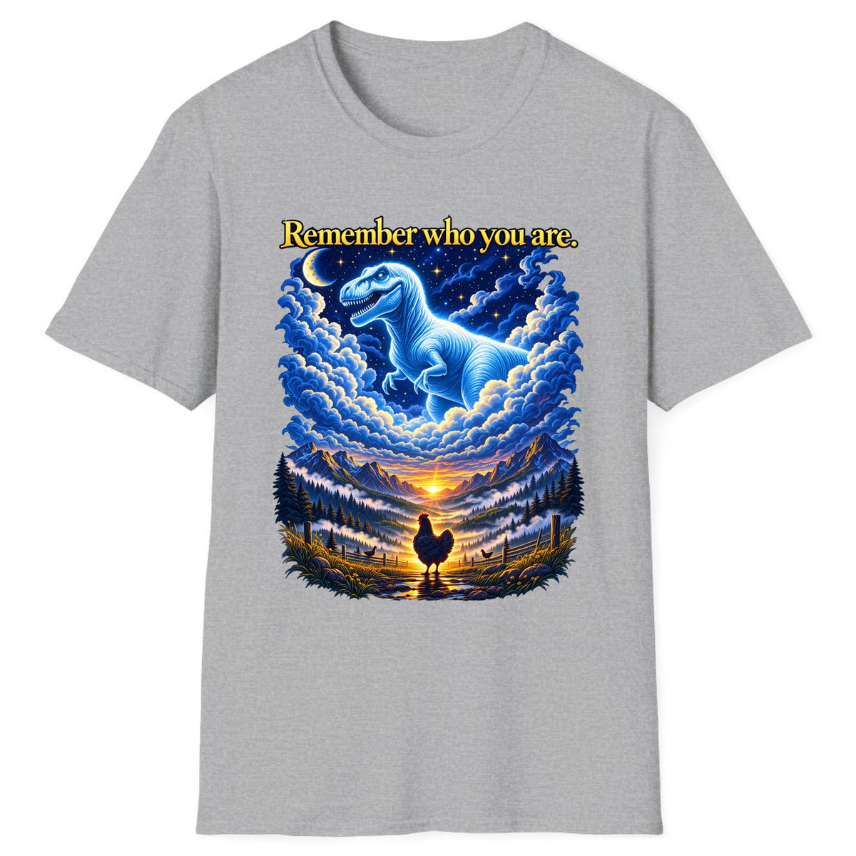 Remember Who You Are Dino Chicken Classic Tee - Sport Grey