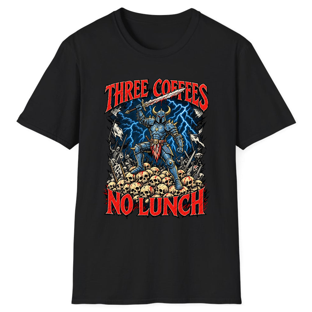 Three Coffees No Lunch Battle Knight Classic Tee - Black