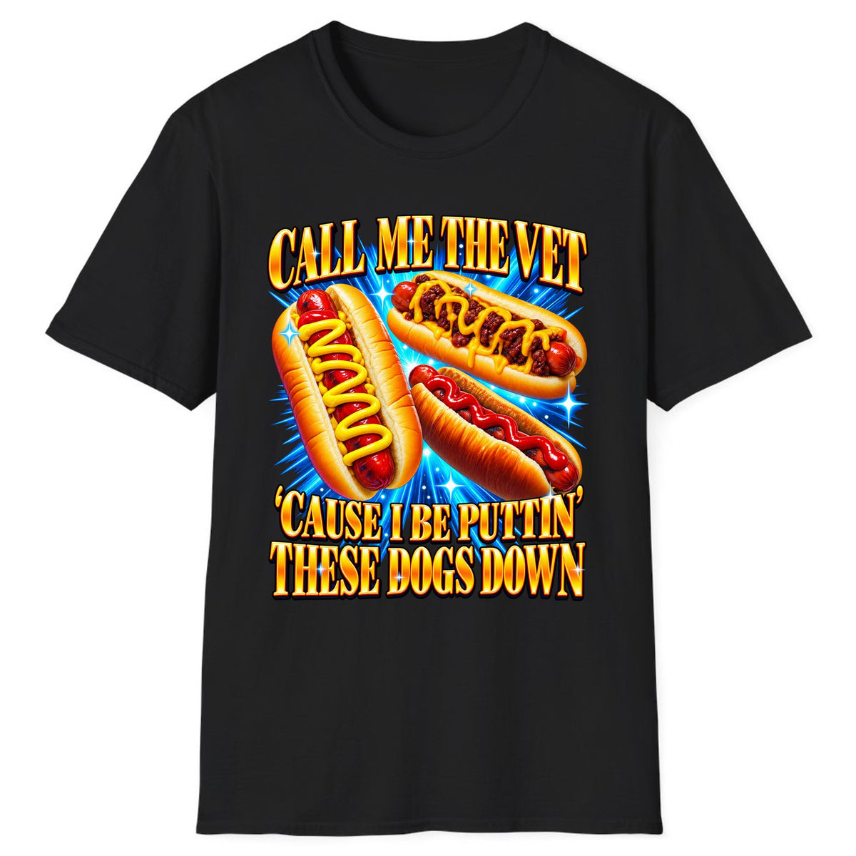 Call Me The Vet Hot Dog Pun Classic Tee - Black