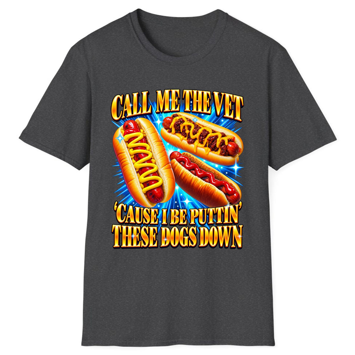Call Me The Vet Hot Dog Pun Classic Tee - Dark Heather