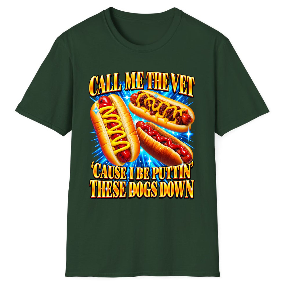 Call Me The Vet Hot Dog Pun Classic Tee - Forest Green