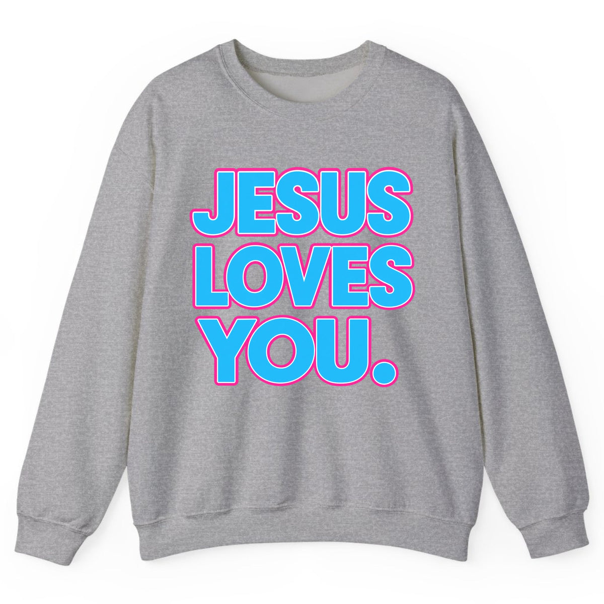 Jesus Loves You Bold Retro Lettering Crewneck Sweatshirt - Sport Grey