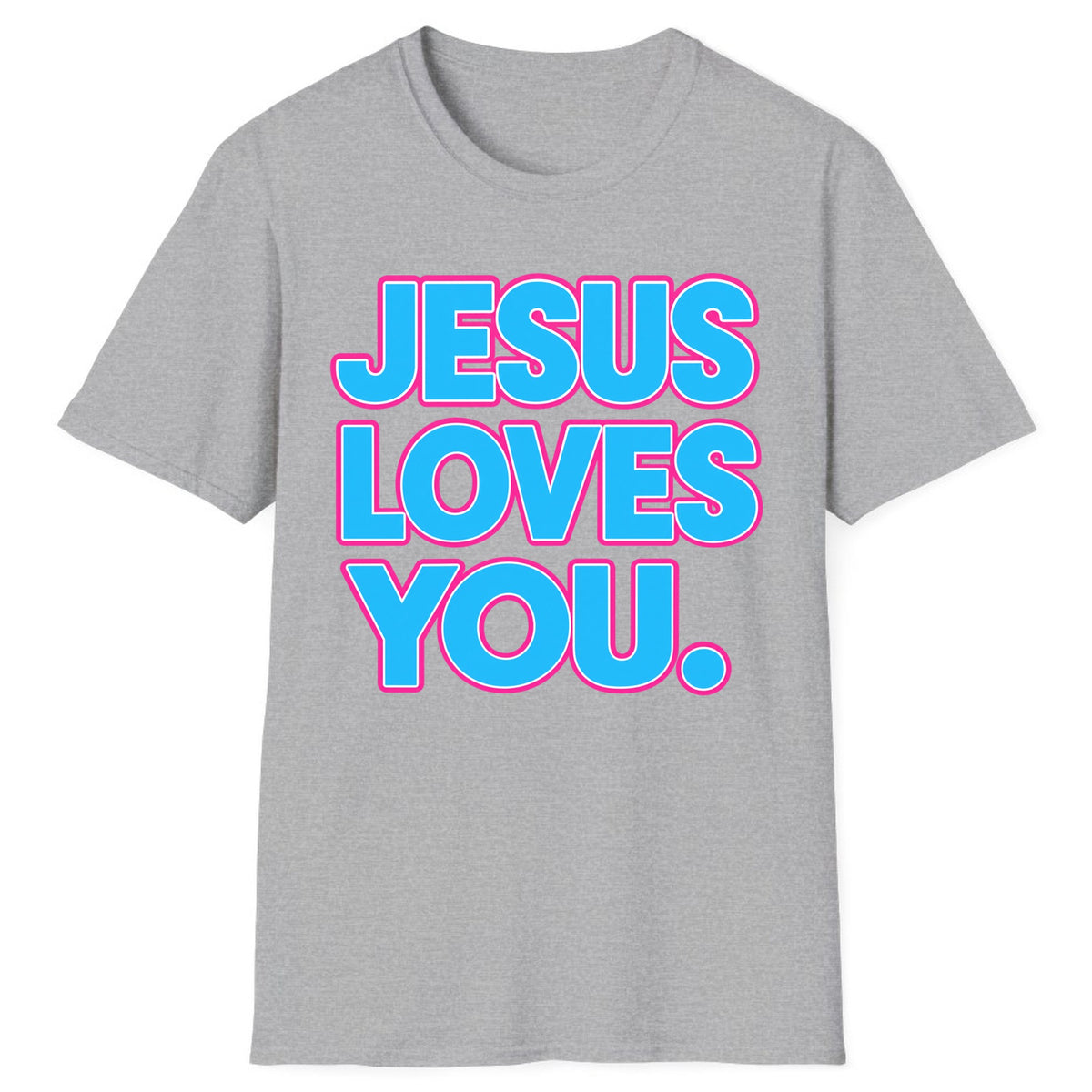 Jesus Loves You Bold Retro Lettering Classic Tee - Sport Grey