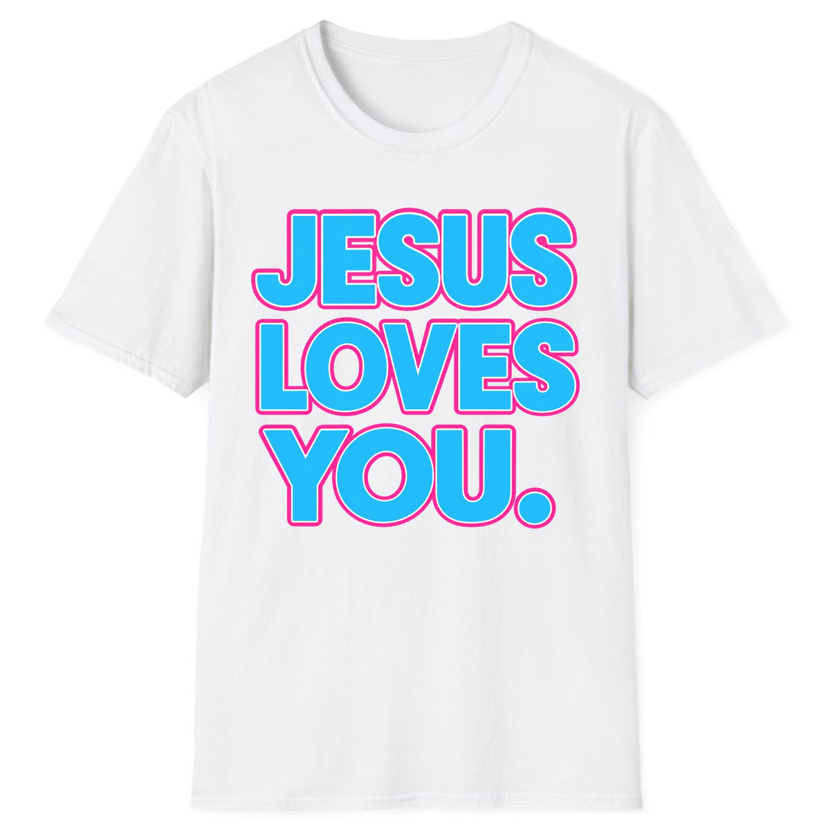 Jesus Loves You Bold Retro Lettering Classic Tee - White