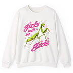 Girls Will Be Girls Praying Mantis Crewneck Sweatshirt - White