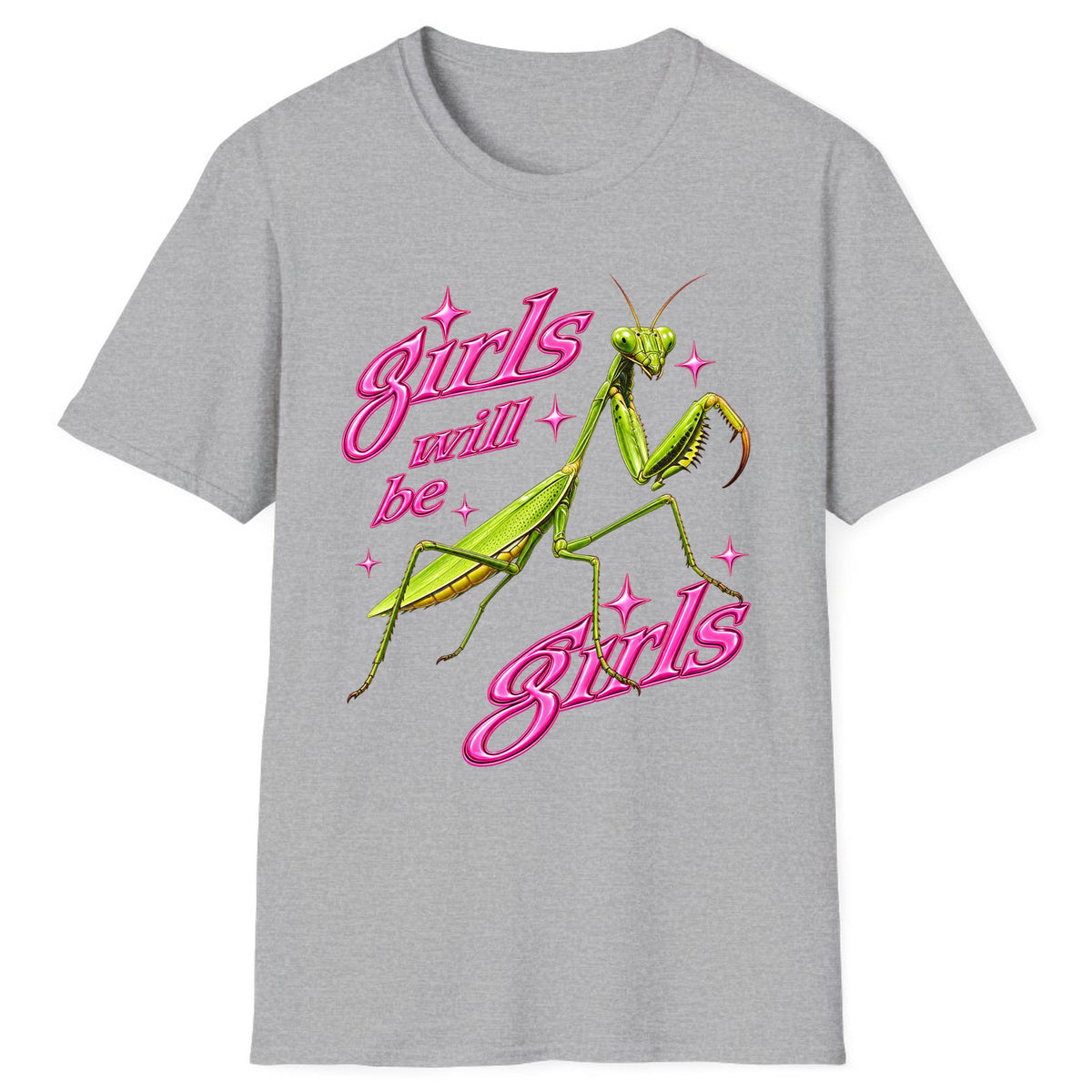 Girls Will Be Girls Praying Mantis Classic Tee - Sport Grey
