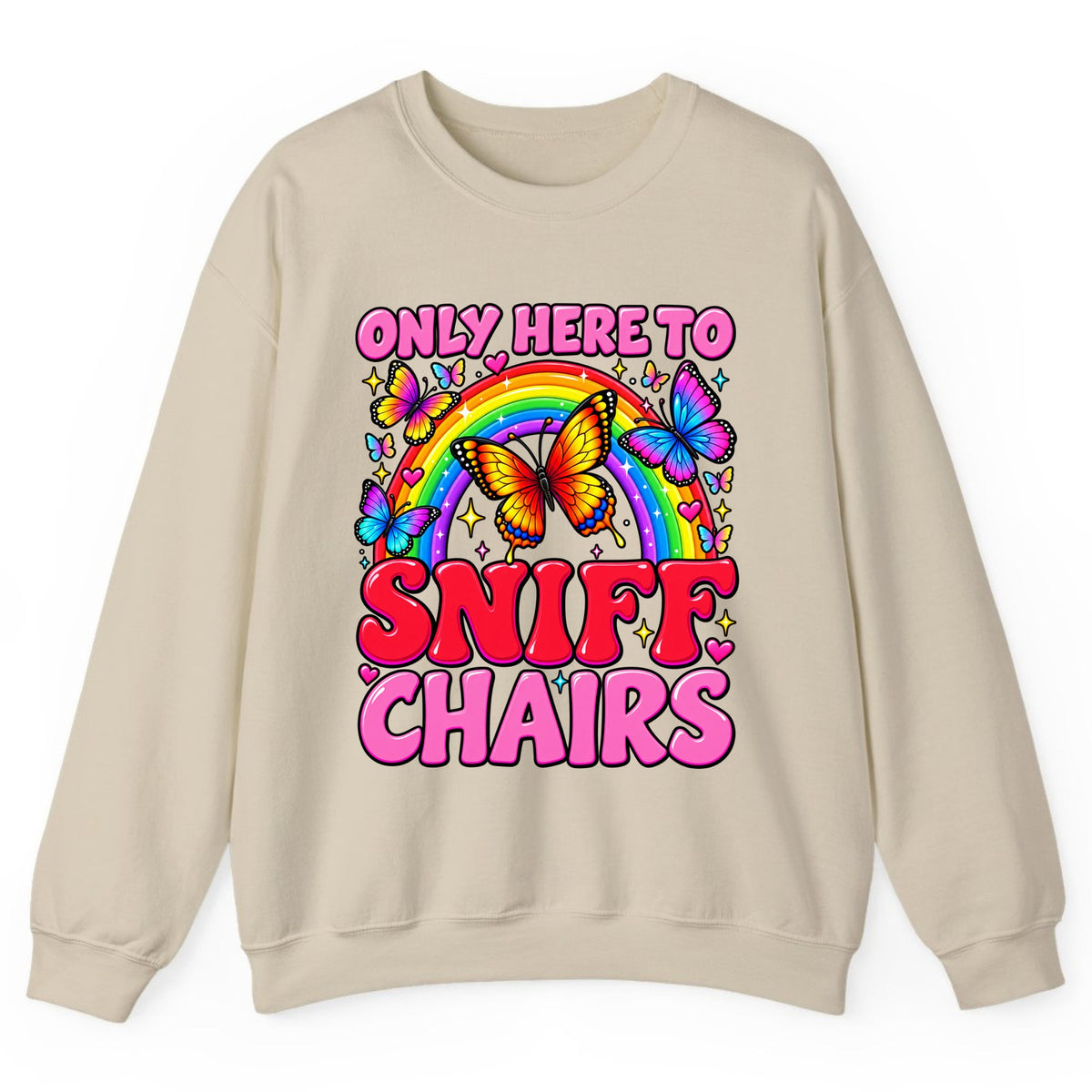 Only Here To Sniff Chairs Crewneck Sweatshirt - Sand