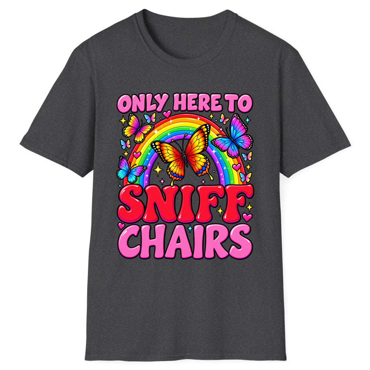 Only Here To Sniff Chairs Classic Tee - Dark Heather