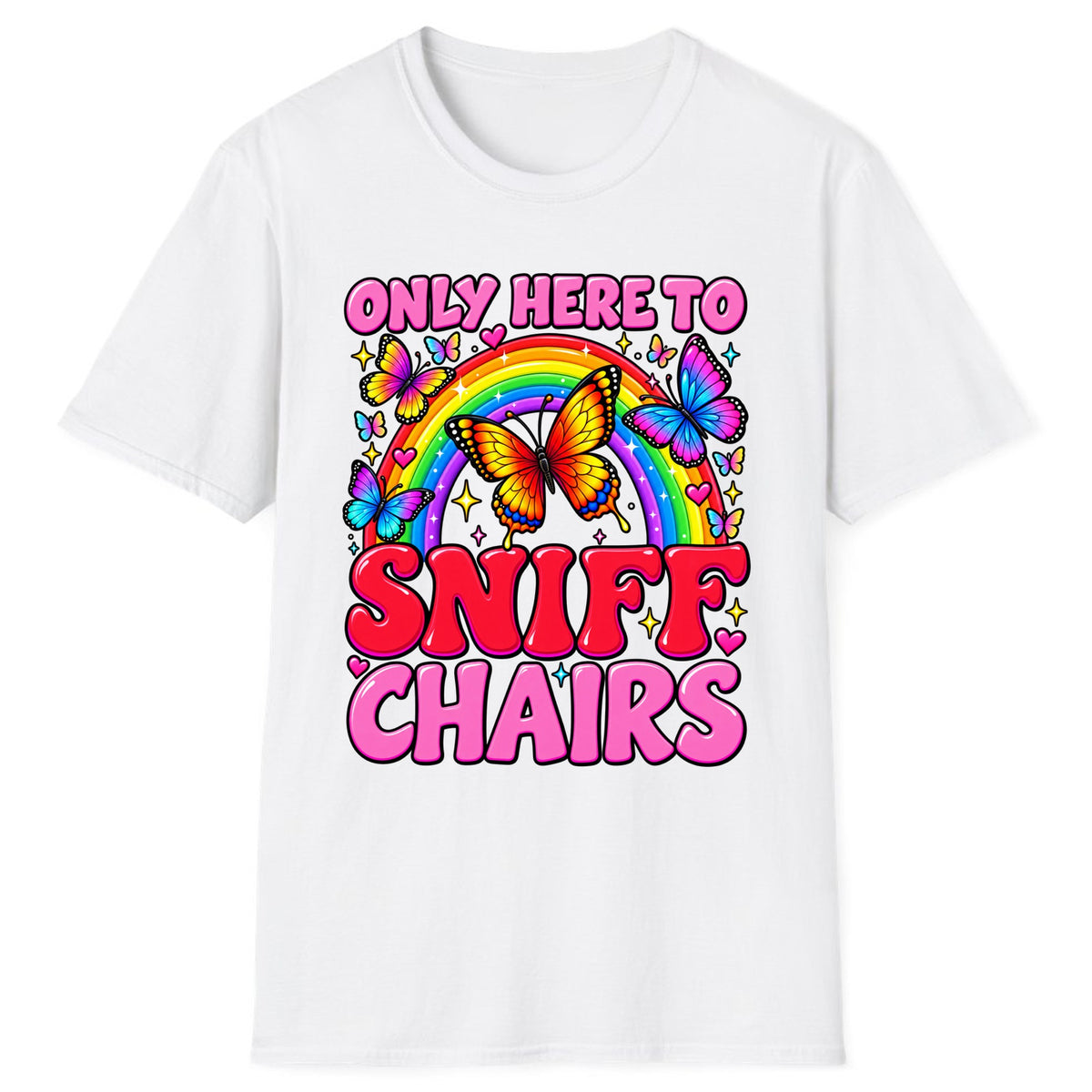 Only Here To Sniff Chairs Classic Tee - White