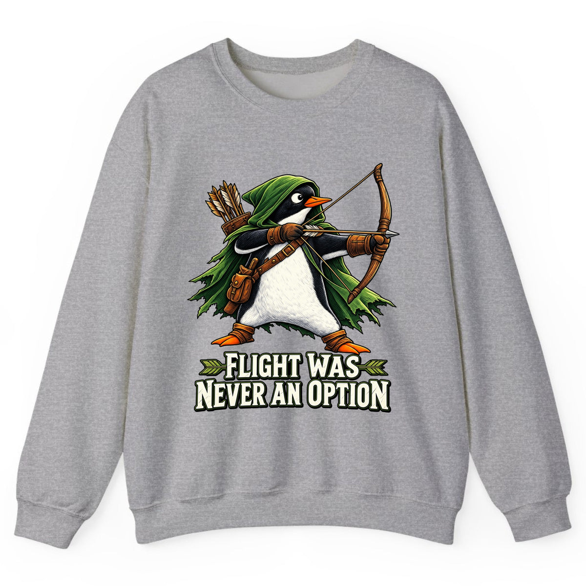 Flight Was Never An Option Penguin Archer Crewneck Sweatshirt - Sport Grey
