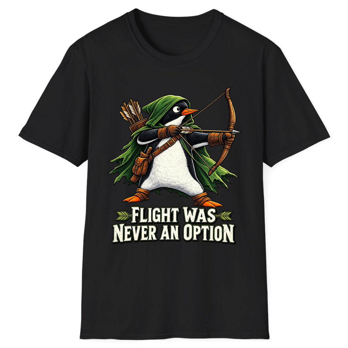 Flight Was Never An Option Penguin Archer Classic Tee - Black