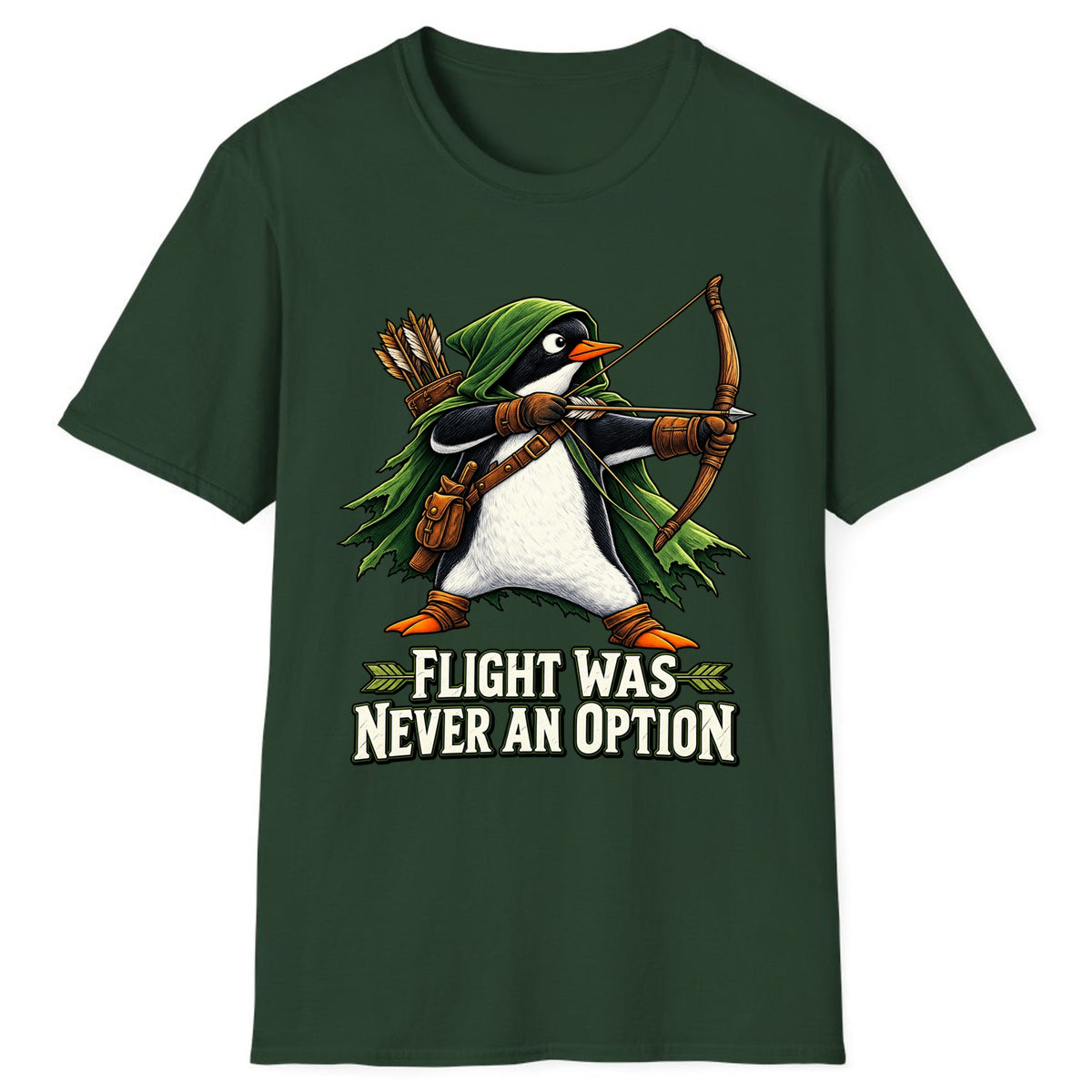 Flight Was Never An Option Penguin Archer Classic Tee - Forest Green
