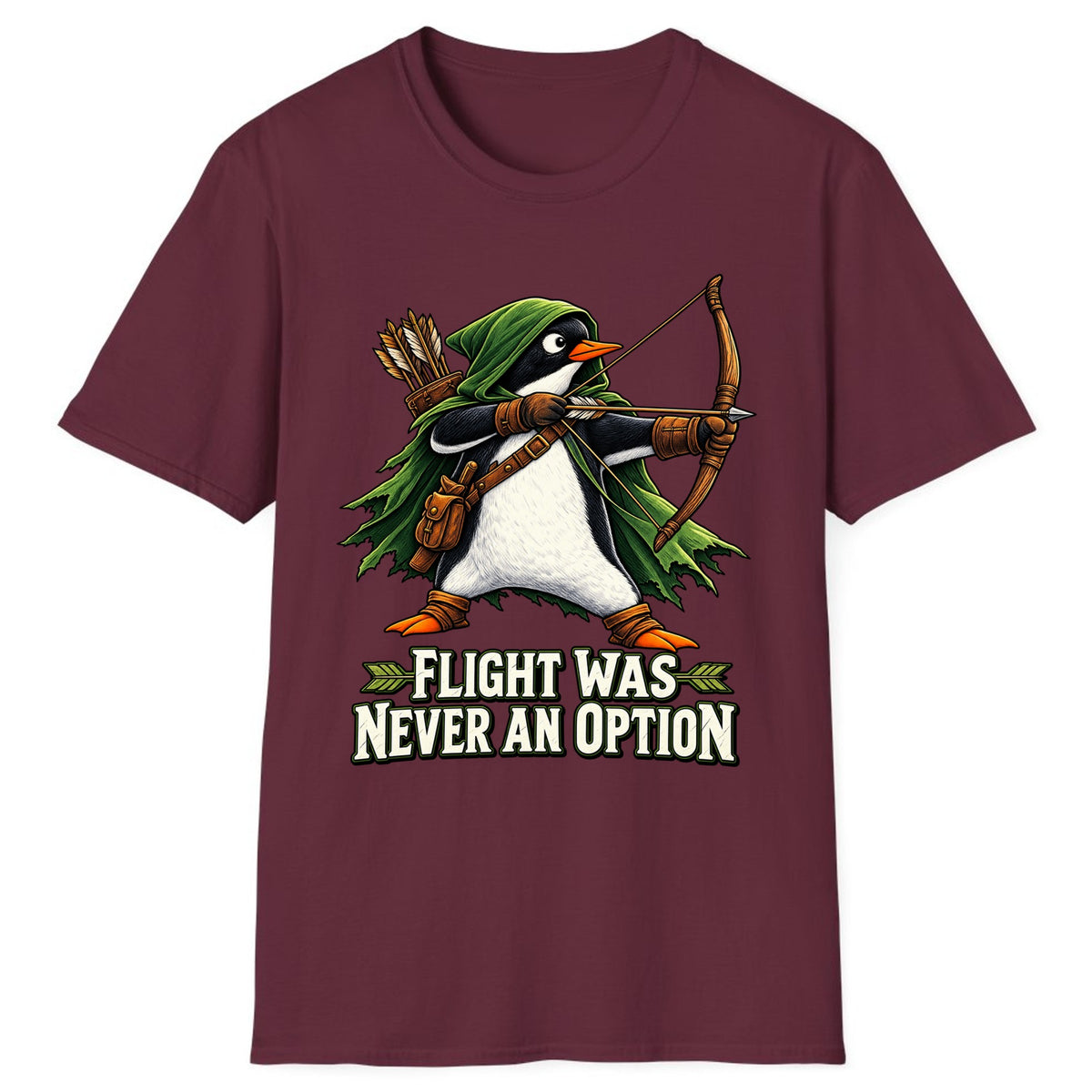 Flight Was Never An Option Penguin Archer Classic Tee - Maroon