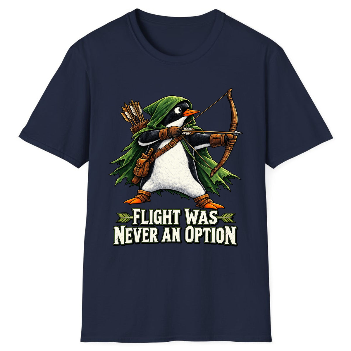 Flight Was Never An Option Penguin Archer Classic Tee - Navy
