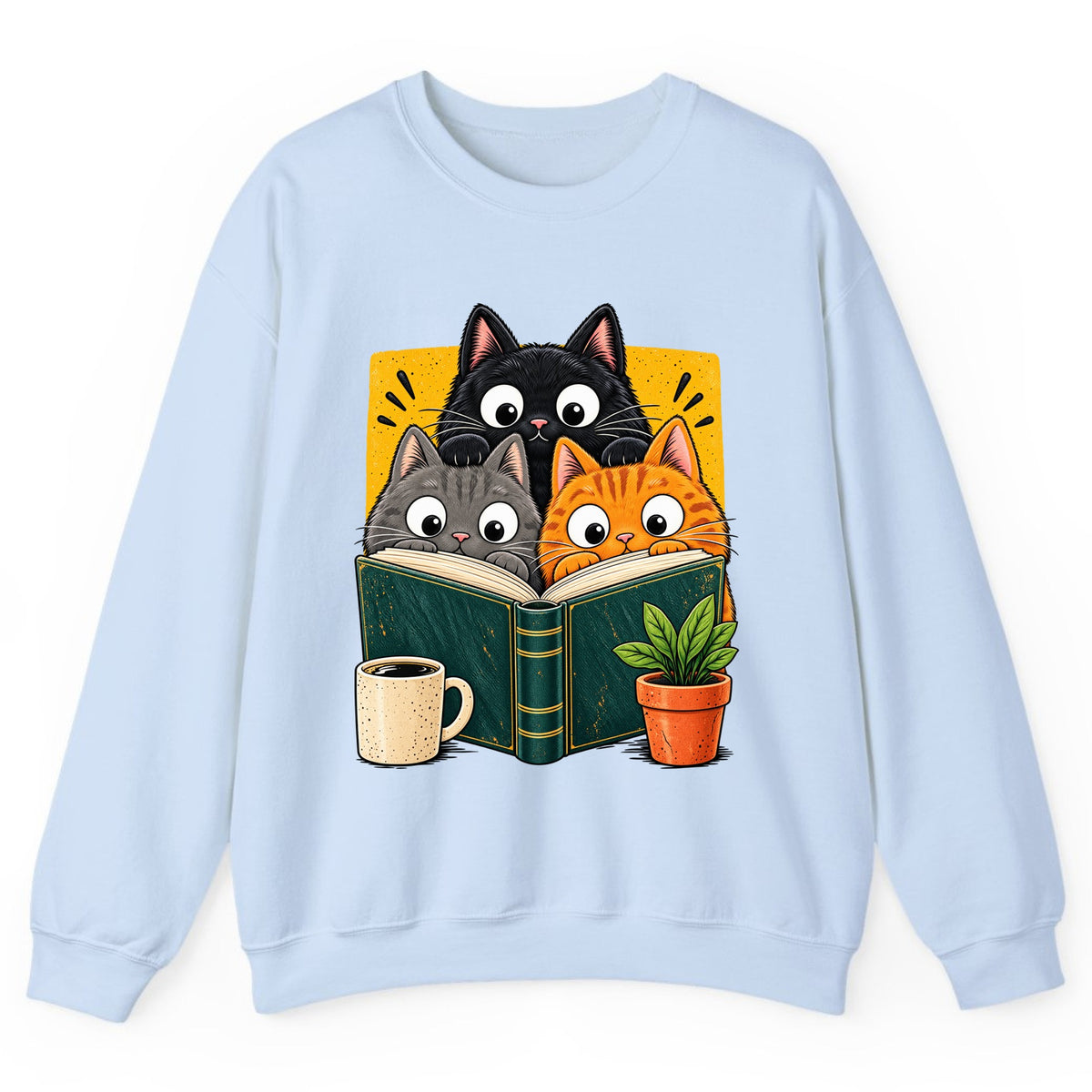 Curious Cats Book Club Crewneck Sweatshirt - Light Blue