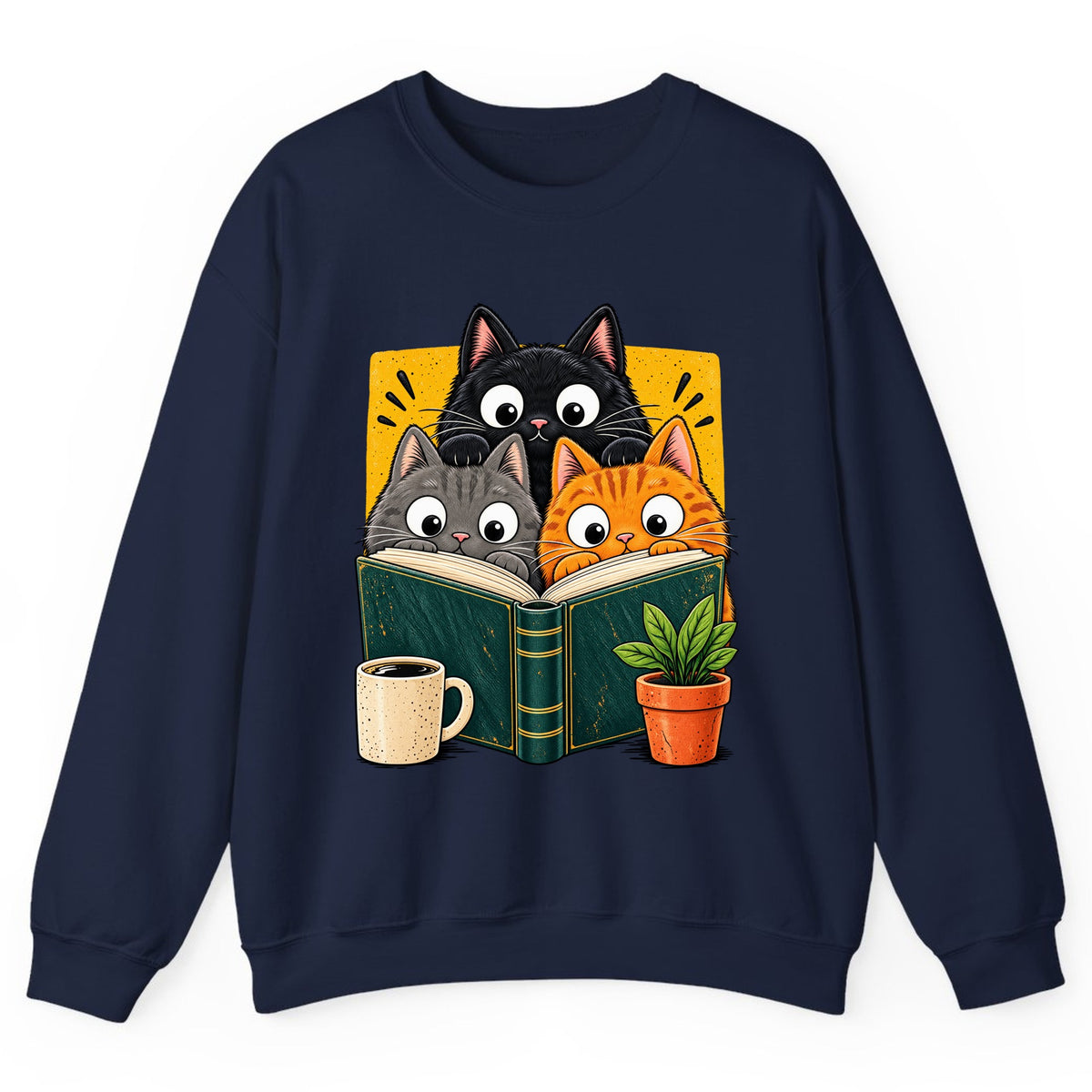 Curious Cats Book Club Crewneck Sweatshirt - Navy