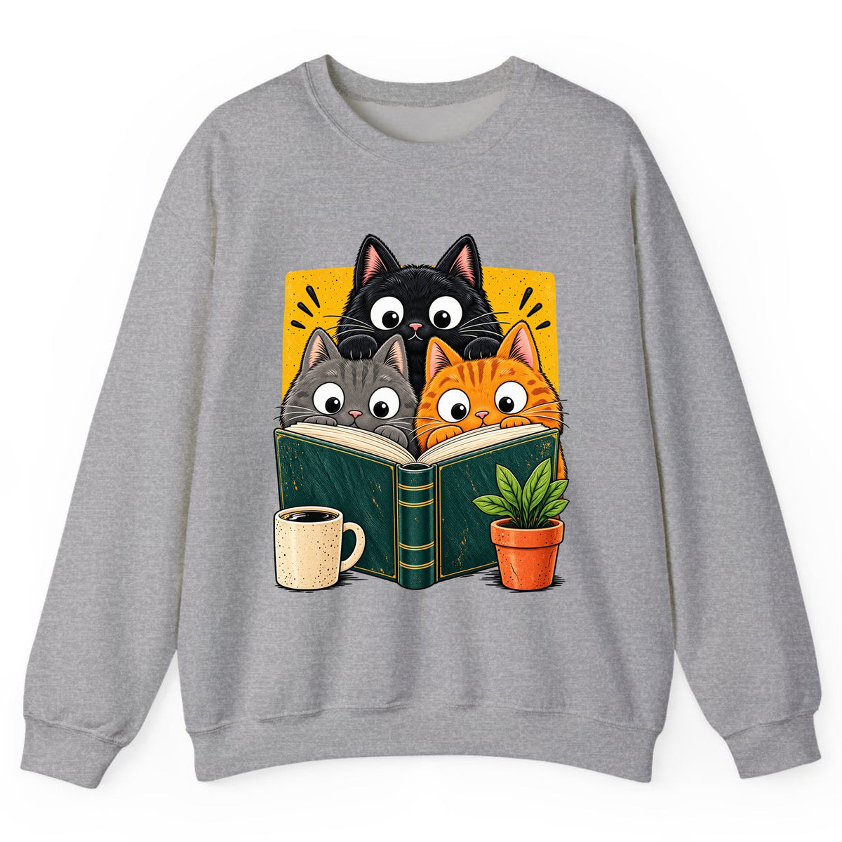 Curious Cats Book Club Crewneck Sweatshirt - Sport Grey