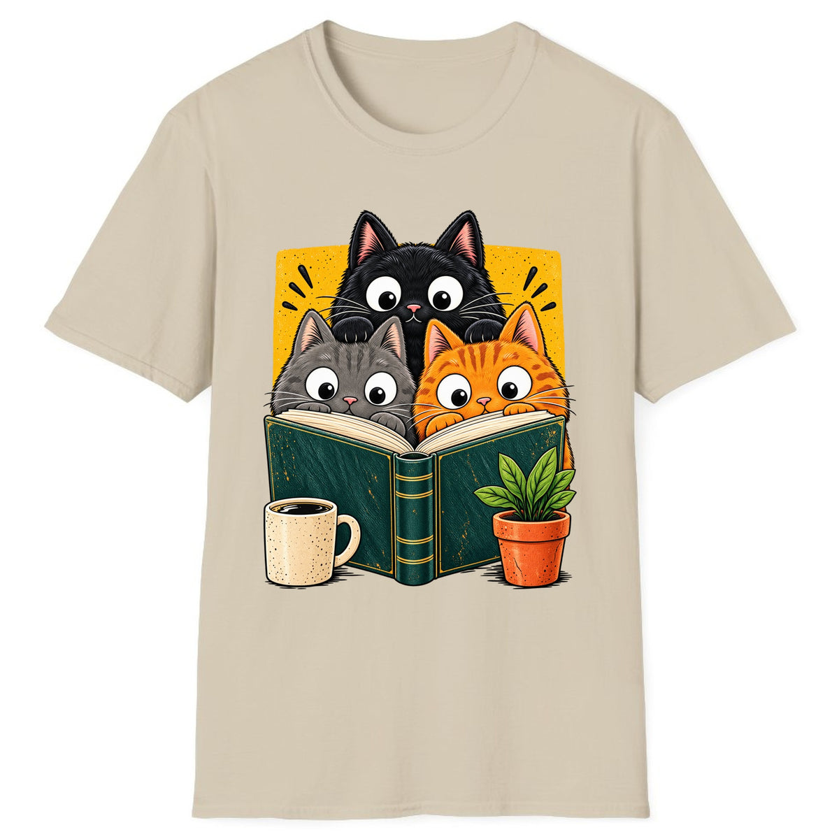 Curious Cats Book Club Classic Tee - Sand