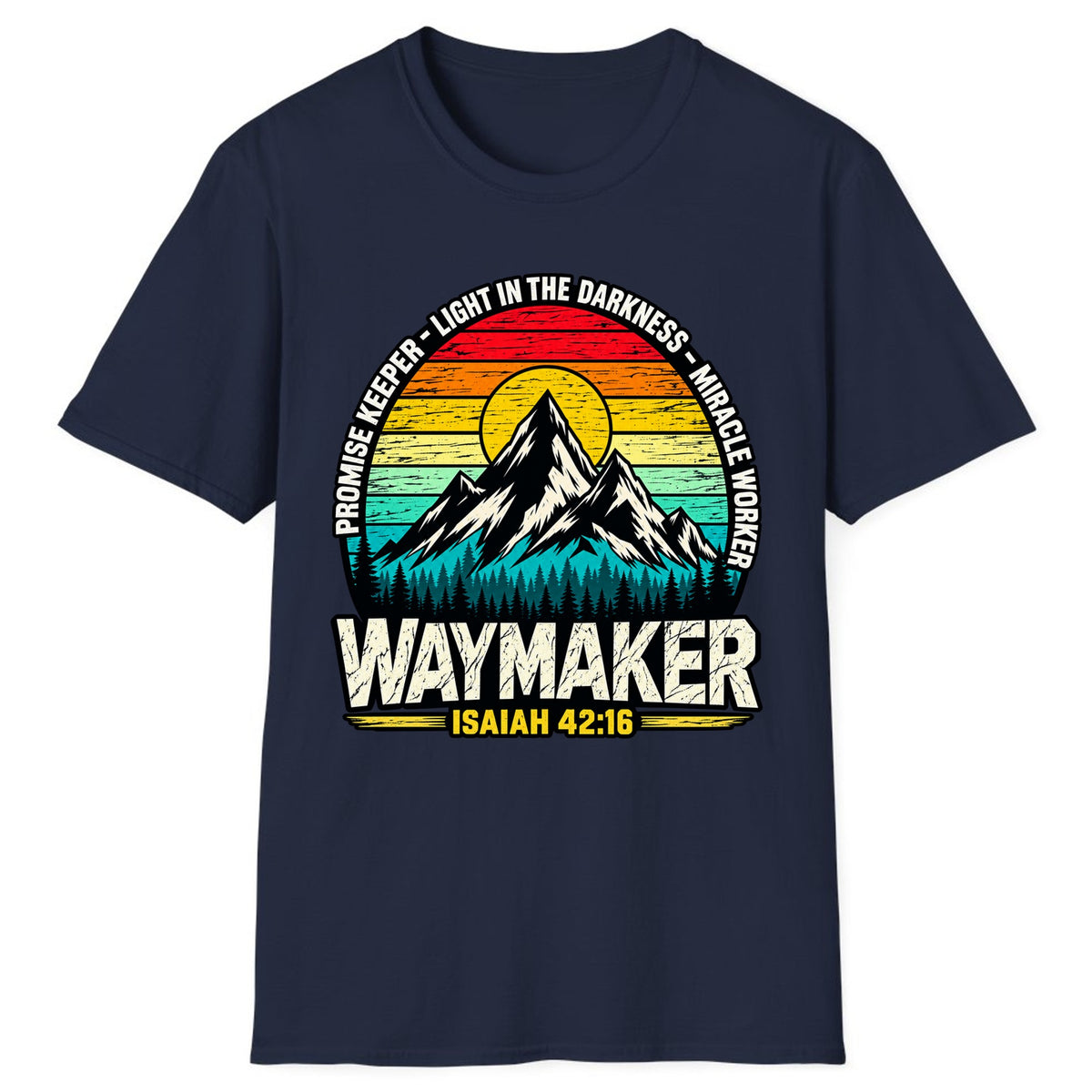 Waymaker Isaiah 42:16 Mountain Sunset Classic Tee - Navy