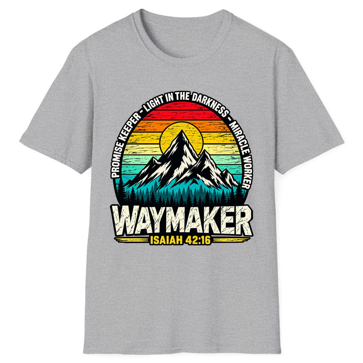 Waymaker Isaiah 42:16 Mountain Sunset Classic Tee - Sport Grey